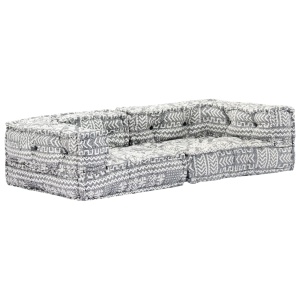 Canapea puf modulară cu 2 locuri, gri deschis, material textil - Img 2