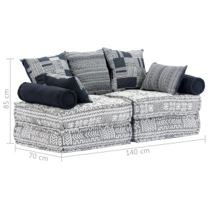 Canapea puf modulară cu 2 locuri, gri deschis, material textil - Img 10