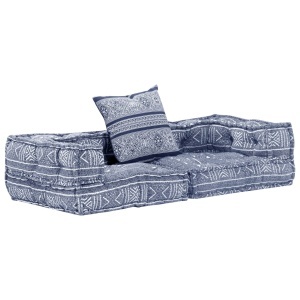 Canapea puf modulară cu 2 locuri, indigo, material textil