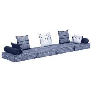 Canapea puf modulară cu 2 locuri, indigo, material textil - Img 8