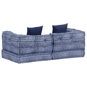 Canapea puf modulară cu 2 locuri, indigo, material textil - Img 12