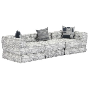 Canapea puf modulară cu 3 locuri, gri deschis, material textil - Img 9