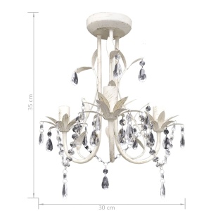 Candelabre suspendate de plafon cu cristale 2 buc. alb elegant - Img 7
