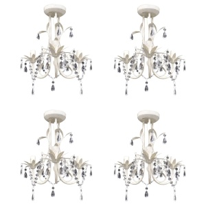Candelabre suspendate de plafon cu cristale 4 buc. alb elegant