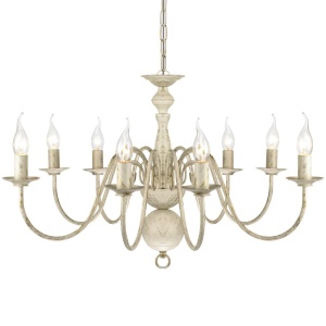 Candelabru alb de metal in stil antic 8 x becuri E14 - Img 3
