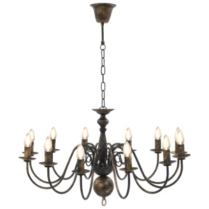 Candelabru antichizat, negru, 12 becuri E14 - Img 4