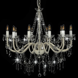 Candelabru cu mărgele, alb, 12 becuri E14 - Img 3