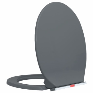 Capac WC cu inchidere silențioasă, eliberare rapidă, gri, oval - Img 3