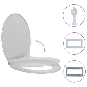 Capac WC cu inchidere silențioasă, gri deschis, oval - Img 2