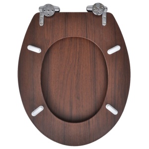Capac WC cu inchidere silențioasă maro MDF design simplu - Img 7