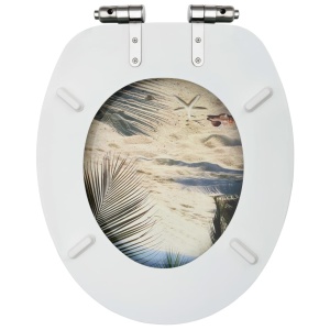 Capac WC cu inchidere silențioasă, MDF, model plajă - Img 5