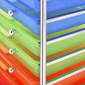 Cărucior de depozitare mobil cu 10 sertare, multicolor, plastic - Img 3
