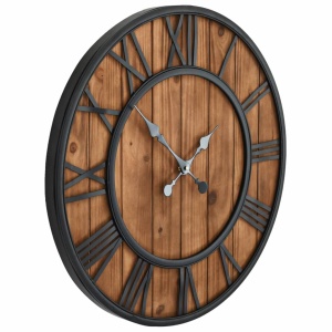 Ceas de perete vintage, cu cuarț, lemn și metal, XXL, 60 cm - Img 3