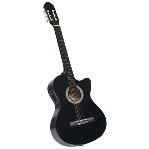 Chitară acustică occidentală cu egalizator, cu 6 corzi, negru