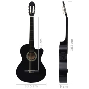 Chitară acustică occidentală cu egalizator, cu 6 corzi, negru - Img 7