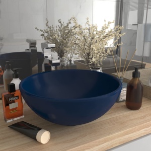 Chiuvetă baie lux albastru inchis mat 32,5x14cm ceramică rotund