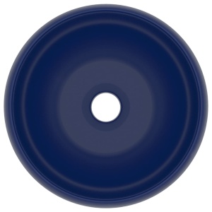 Chiuvetă baie lux albastru inchis mat 40x15 cm ceramică rotund - Img 3