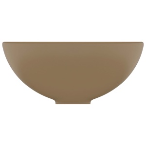 Chiuvetă baie lux, crem mat, 32,5x14 cm, ceramică, rotund - Img 4