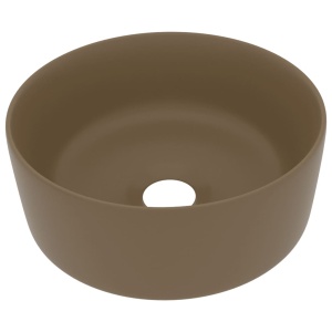 Chiuvetă baie lux, crem mat, 40x15 cm, ceramică, rotund - Img 2