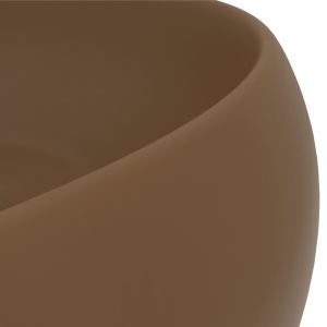 Chiuvetă baie lux, crem mat, 40x15 cm, ceramică, rotund - Img 6