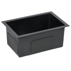 Chiuvetă bucătărie lucrată manual cu sită negru oțel inoxidabil - Img 4