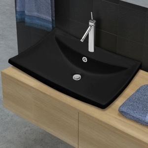 Chiuvetă Ceramică Dreptunghiular cu Gură de scurgere și pentru Robinet - Img 3