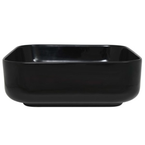 Chiuvetă de baie din ceramică, pătrată, negru, 38x38x13,5 cm - Img 4