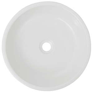 Chiuvetă de baie din ceramică, rotundă, 42 x 12 cm, alb - Img 3