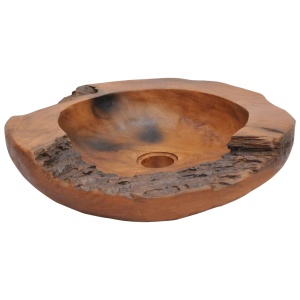 Chiuvetă de baie din lemn masiv de tec, 45 cm - Img 4