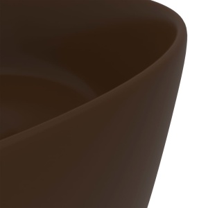 Chiuvetă de baie lux maro inchis mat 40x15 cm ceramică rotund - Img 6