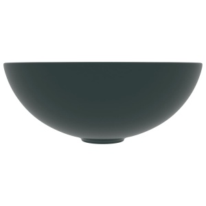 Chiuvetă de baie, verde inchis, ceramică, rotund - Img 3