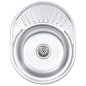Chiuvetă de bucătărie cu sită și sifon, oțel inoxidabil, oval - Img 4
