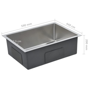 Chiuvetă de bucătărie lucrată manual cu sită, oțel inoxidabil - Img 6