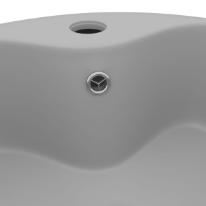 Chiuvetă de lux cu preaplin, gri deschis mat, 36x13 cm ceramică - Img 7