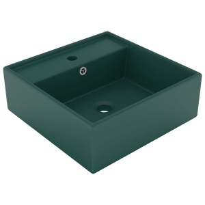 Chiuvetă lux preaplin verde inchis mat 41x41 cm ceramică pătrat - Img 2