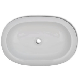 Chiuvetă ovală pentru baie din ceramică, Alb - Img 3