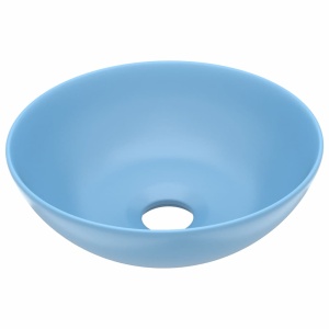 Chiuvetă pentru baie, albastru deschis, ceramică, rotund - Img 2