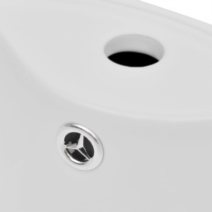 Chiuvetă rotundă din ceramică cu stativ și preaplin, alb - Img 4