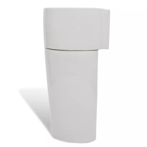 Chiuvetă rotundă din ceramică cu stativ și preaplin, alb - Img 5