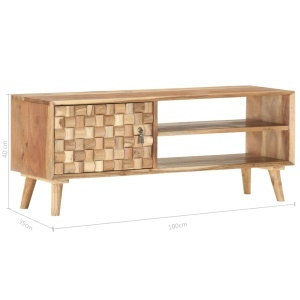 Comodă TV, 100 x 35 x 40 cm, lemn masiv de acacia - Img 6