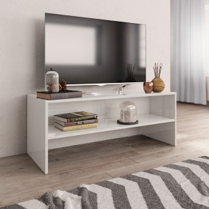 Comodă TV, alb lucios, 100 x 40 x 40 cm, PAL