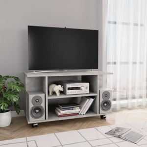 Comodă TV cu rotile, gri beton, 80 x 40 x 40 cm, PAL