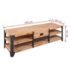 Comodă TV din lemn masiv de acacia 140 x 40 x 45 cm - Img 5