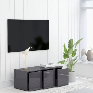 Comodă TV, gri extralucios, 80 x 34 x 30 cm, PAL - Img 3