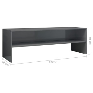 Comodă TV, gri foarte lucios, 120 x 40 x 40 cm, PAL - Img 5