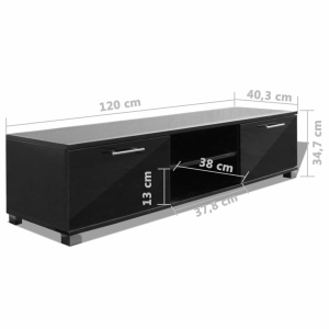 Comodă TV, negru extralucios, 120 x 40,3 x 34,7 cm - Img 5