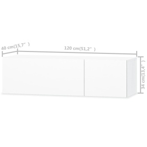 Comodă TV, PAL 120 x 40 x 34 cm Alb foarte lucios - Img 5