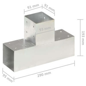 Conectori de grindă, 4 buc, formă T, 91x91 mm, metal galvanizat - Img 6