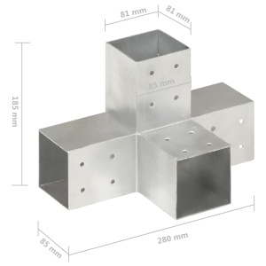 Conectori de grindă, formă X, 4 buc, 81x81 mm, metal galvanizat - Img 6