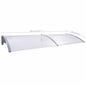 Copertină de ușă, gri și transparent, 300 x 80 cm, PC - Img 5